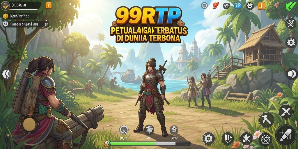 Screenshot utama menampilkan pemain menjelajahi dunia terbuka yang indah dalam 99RTP.