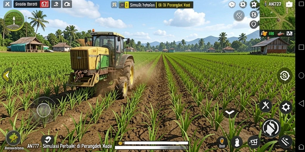 Tangkapan layar gameplay AN777 menunjukkan aktivitas bertani yang menyenangkan.