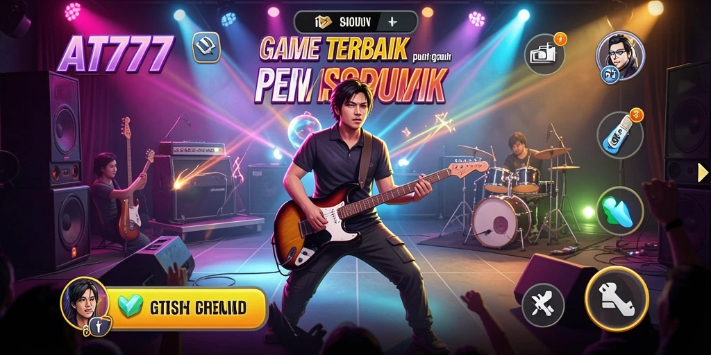 Screenshot AT777 menampilkan aksi gameplay musik yang seru.