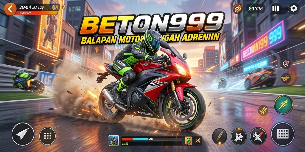 Tampilan menarik dari gameplay balapan motor BETON999.