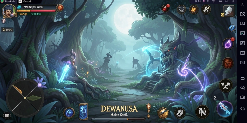 Tampilan gameplay petualangan seru di DEWANUSA yang menakjubkan.