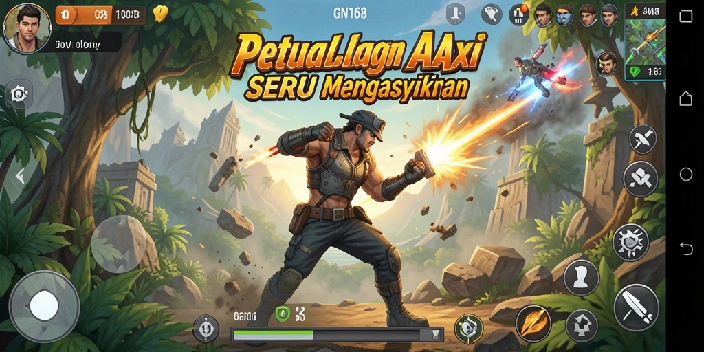 Screenshot utama GN168 menampilkan aksi pertarungan yang mendebarkan.