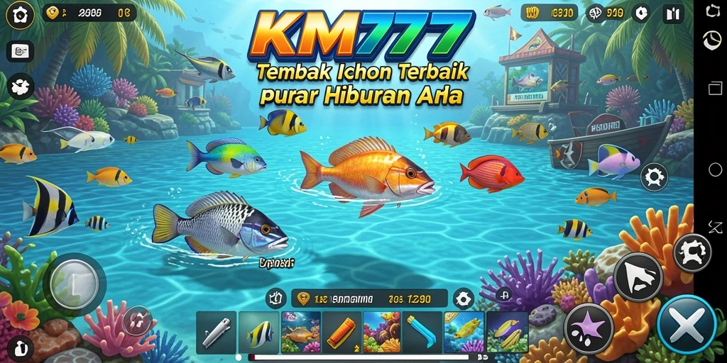 Tampilan gameplay menembak ikan yang seru dan penuh warna.
