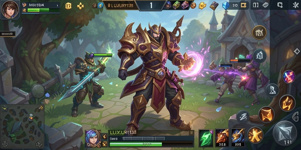 Tangkapan layar menampilkan aksi seru dalam gameplay MOBA LUXURY138.
