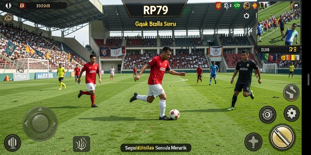 Tampilan gameplay RP79 yang mendebarkan dan realistis dalam sepak bola.